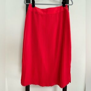 J Crew Red Pleated Midi Skirt. Size 6.